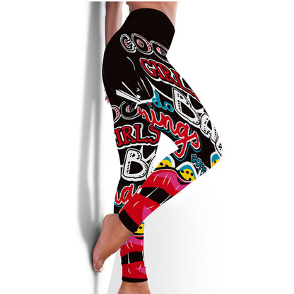 New Fitness High Elasticity Sweat-Absorbent Digital Printing Flower Butterfly Leggings High Waist Slim Yoga Pants Leggings Women