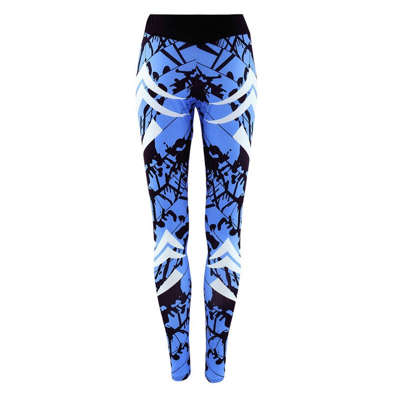 GYMCHEAP™  DARK BLUE PRINTED TIGHT GYM LEGGINGS